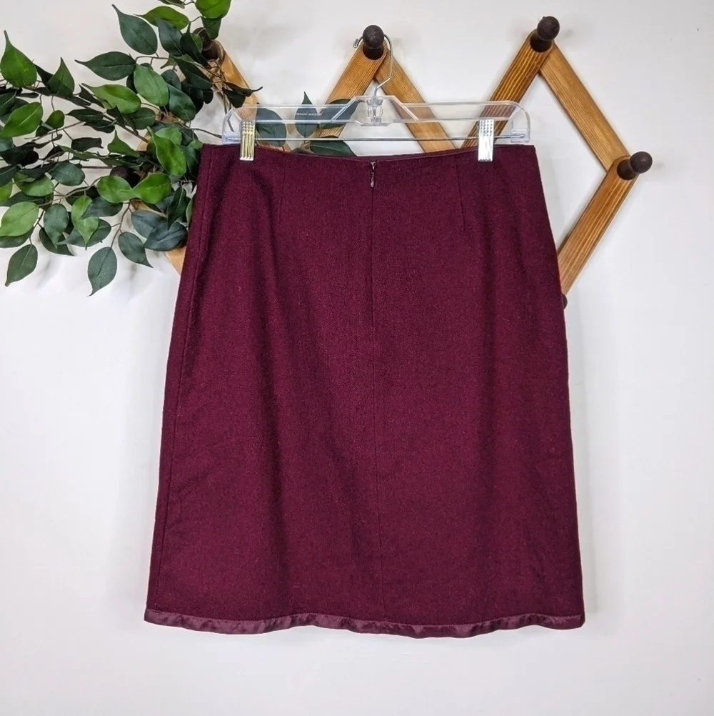 Old Navy Vintage Wool Blend Maroon A-line Skirt Size 8